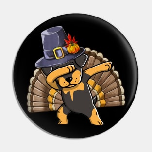 Thanksgiving for Boys Men Dabbing Rottweiler Turkey Pin