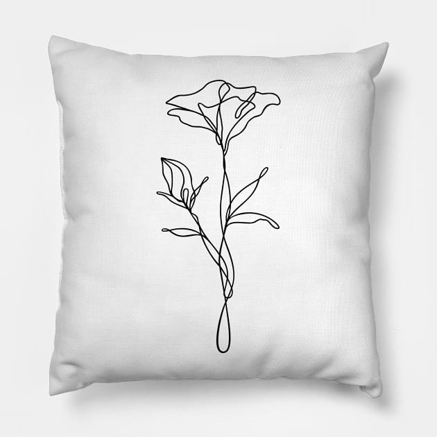 Wildflower Line Art | Floral Botanical Minimalist Lineart Pillow by RachelFCreative
