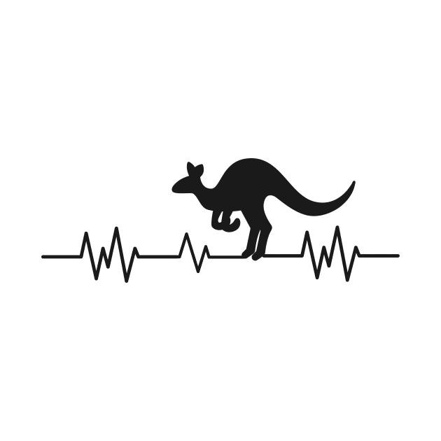 Kangaroo Australia Pulse Heartbeat Australian Fun by Foxxy Merch