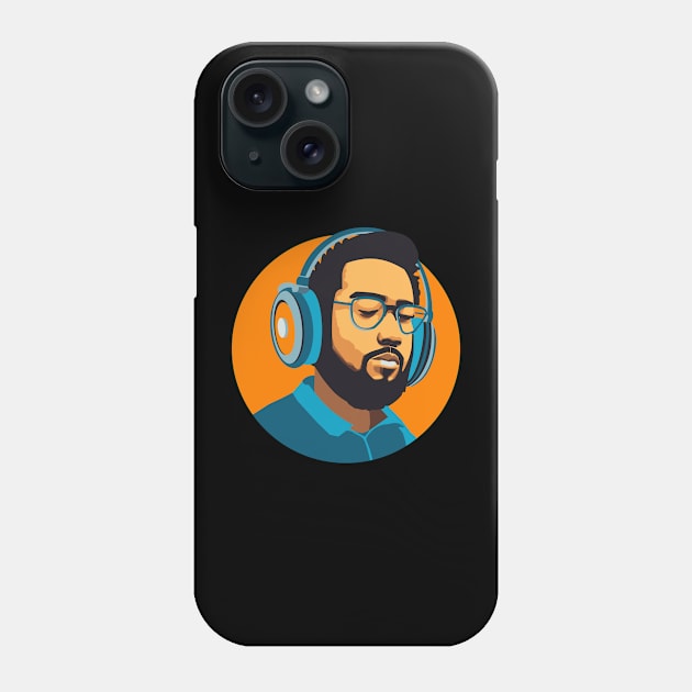 Hip Hop Beats: Trendy Black Man Lost in the Music Phone Case by TwistedCharm
