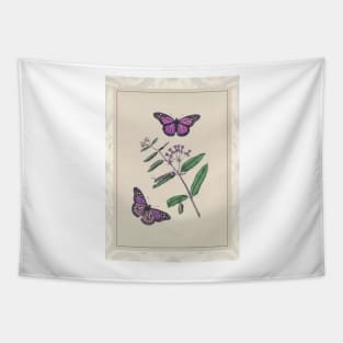Pretty Floral Purple Butterfly Print Design Tapestry