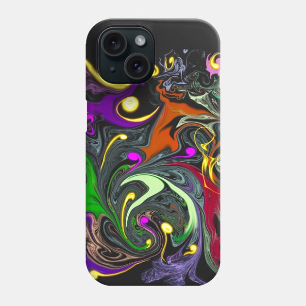 Pastel tie dye  - Retro 60s and 70s watercolor cool hippie abstract holographic tie dye pattern black background Phone Case by Artonmytee