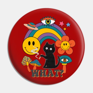 Hippie Cat and Retro Rainbow Pin