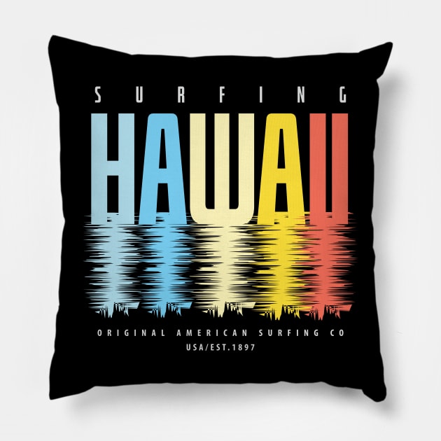 Surfing Hawaii Pillow by The Open Wave