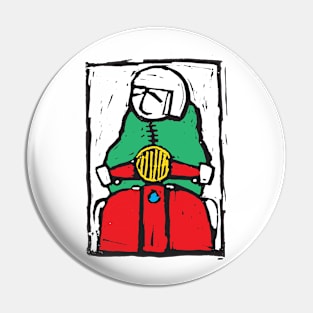 Classic Retro, Vintage,  Scooter, Scooterist, Scootering, Scooter Rider, Mod Art Pin