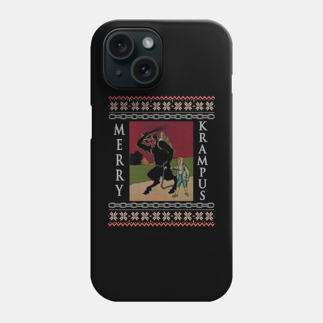 Krampus Ugly Christmas Sweater Funny Xmas Phone Case by Halloween Merch