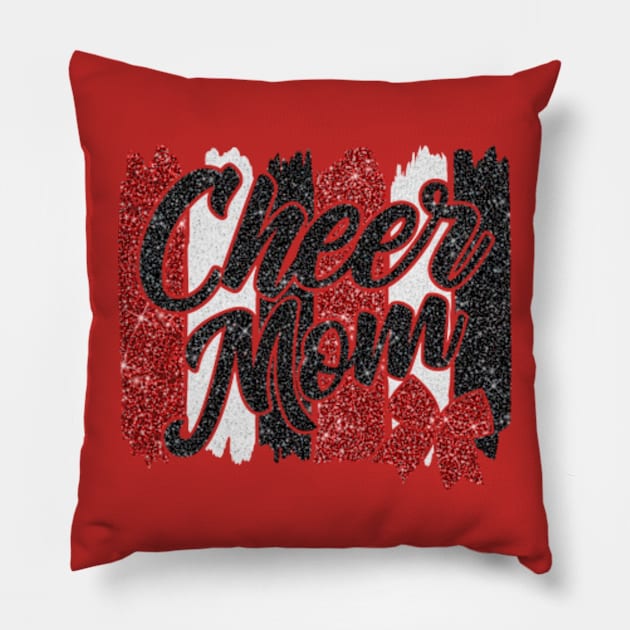 Cheer mom, red glitter faux Pillow by Karley’s Custom Creations