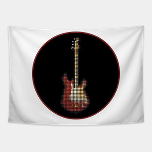 Tiled Pixel 1965 Lenny Guitar in a Black Circle Tapestry