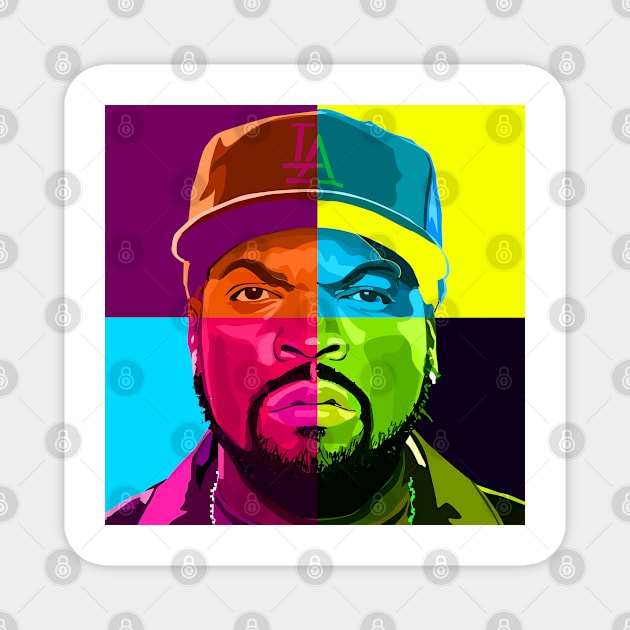 Ice Cube rapper squares and yellow Magnet by PulsePeople