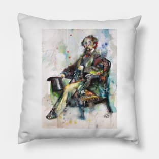 CHARLES DICKENS - watercolor portrait .8 Pillow