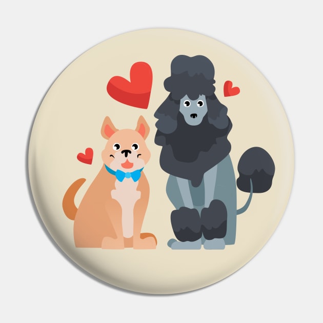 Dogs Lovely Couple Pin by Mako Design 