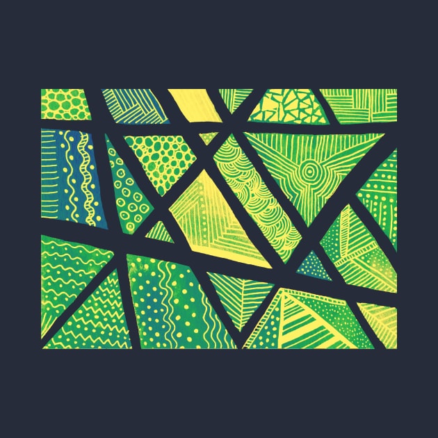Geometric doodles - green and yellow by wackapacka