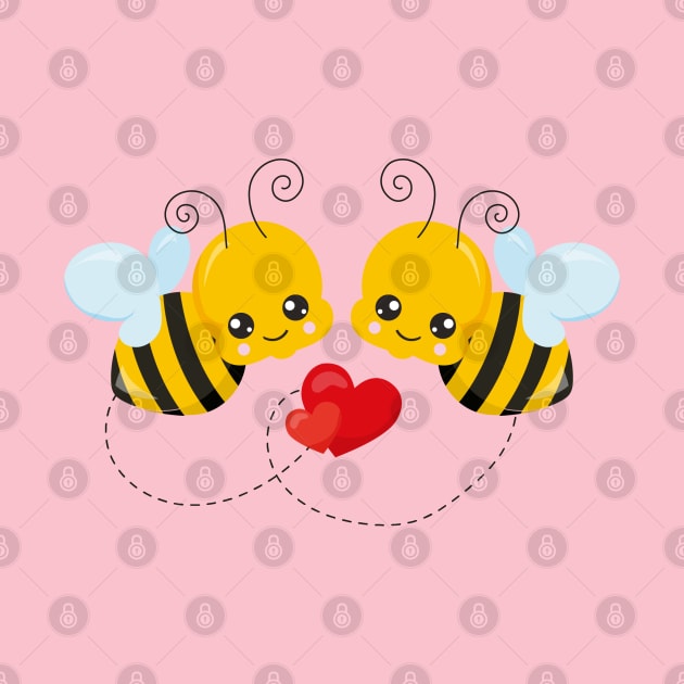 Cute Bee Valentine's day Design by P-ashion Tee