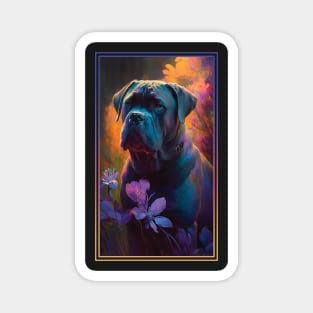Cane Corso Dog Vibrant Tropical Flower Tall Digital Oil Painting Portrait Magnet