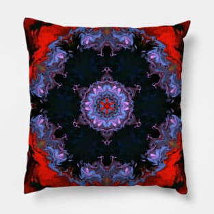 Psychedelic Hippie Blue and Red Pillow