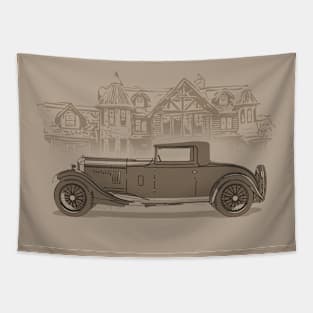 Retro Car Illustration Tapestry