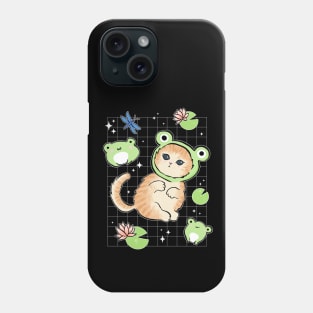 Adorable Kawaii Frog Meets Cat: 90s Nostalgia with Toad Hats & Cottagecore Aesthetics Phone Case