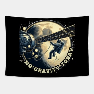 No Gravity Today: Astronaut's Lunar Tether in Blue, White, and Black Serenity Tapestry