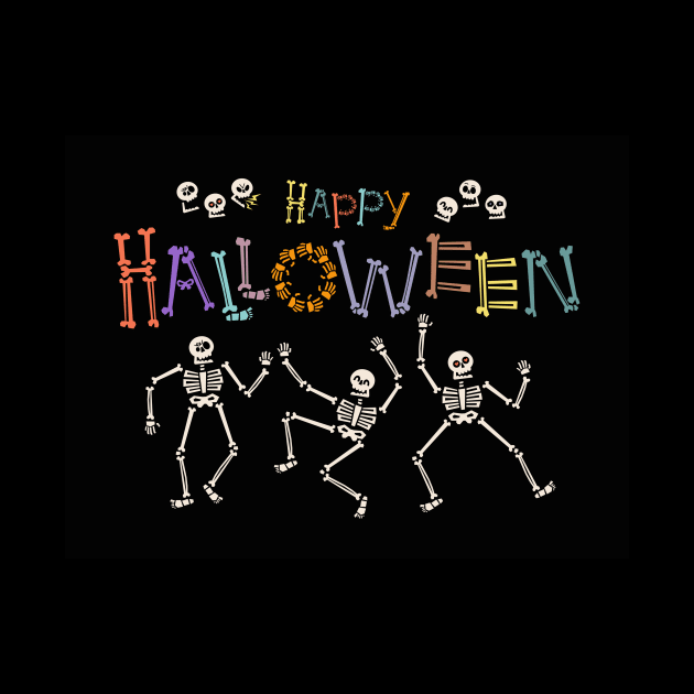 dancing skeletons and happy halloween by chenowethdiliff