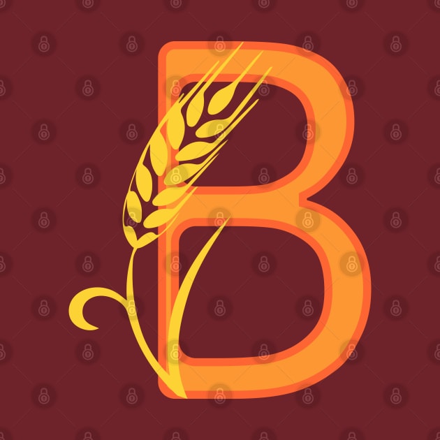 Stylized typography with capital letter B isolated monogram and plant decoration by Cute-Design