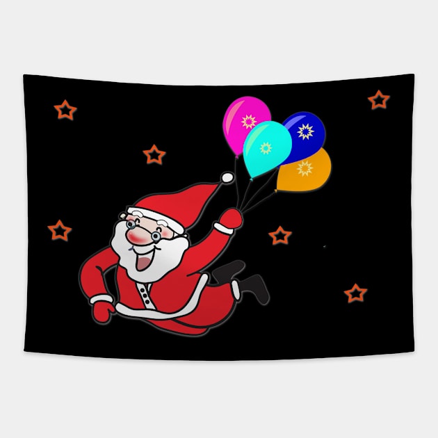 Merry Christmas Flying Santa Tapestry by holidaystore