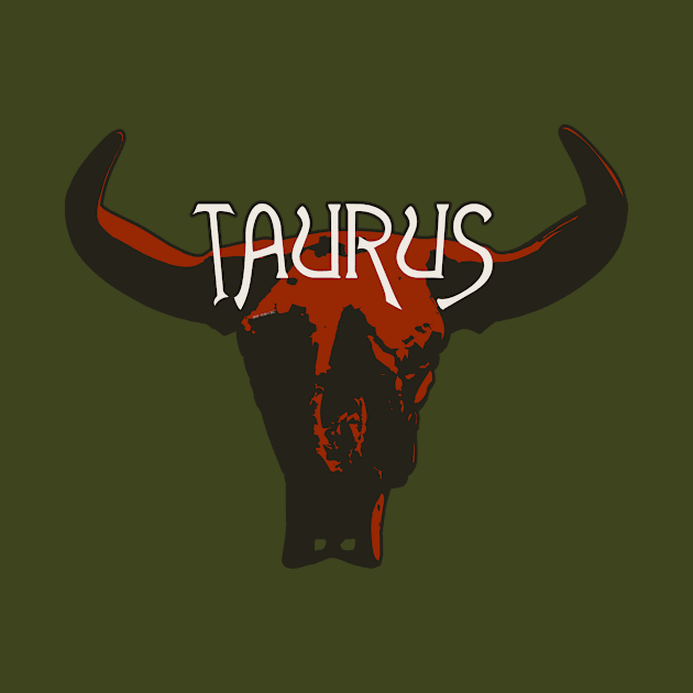 Red Taurus Bull Skull for Astrological Zodiac Sign by RyanJGillDesigns