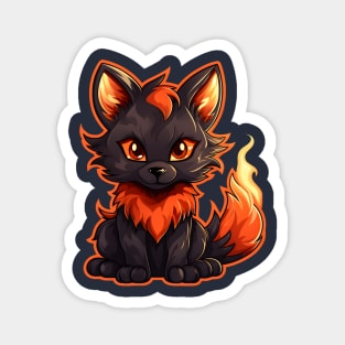 Baby black fire fox with flaming tail Magnet