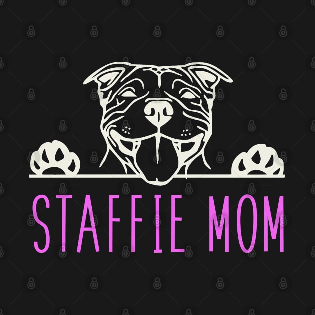 Staffie Mom with Staffordshire Bull Terrier Dog by tropicalteesshop