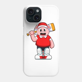 Pig as Batsman with Cricket bat Phone Case