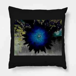 The Black and Blue Dahlia Pillow