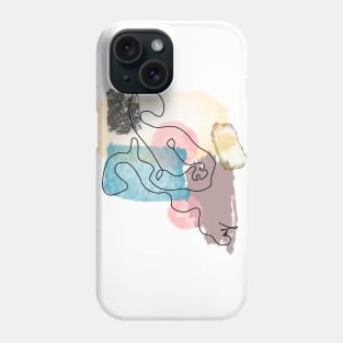 Abstract Dog Line Art with Watercolor Phone Case