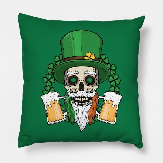 Skull St. Patricks Day Drunk Pillow by Science Busters Podcast