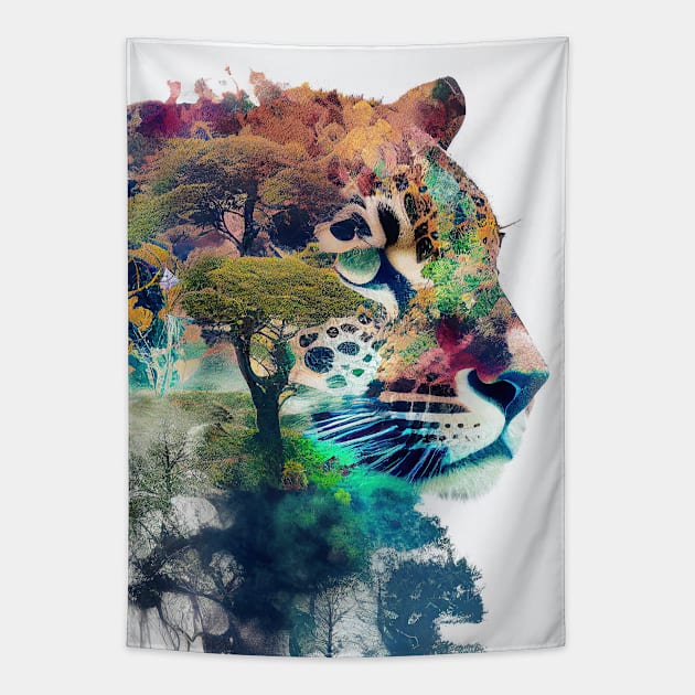 Leopard Nature Sauvage Imagine Libre Aventure Tapestry by Cubebox