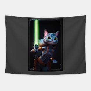 Fun Cat Print ~ AI Art ~ Fantasy Cat ~ Sci-fi Cat ~ Cats with Lightsabers Tapestry