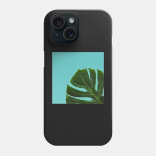 Monstera Leaf on sky ocean blue Background- Tropical Plant Vibe Phone Case