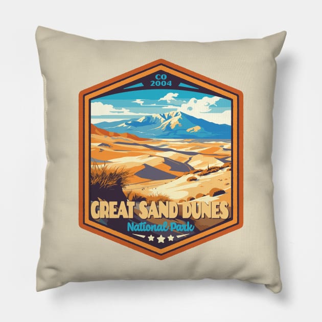 Great Sand Dunes  National Park Vintage WPA Style National Parks Art Pillow by GIANTSTEPDESIGN