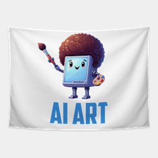 Cute AI Artist Robot Tapestry