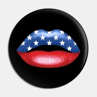 American Kiss Flag Lips Pin