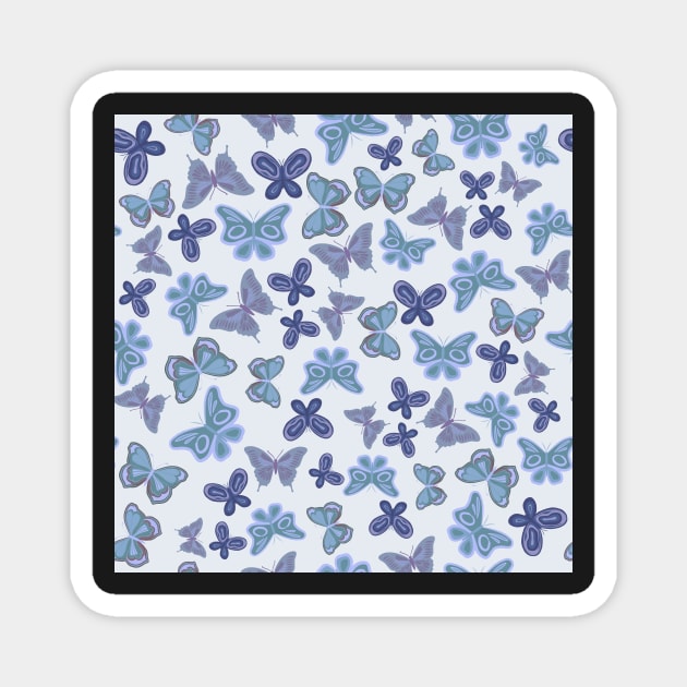 Blue butterfly pattern Magnet by cait-shaw