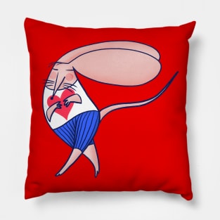 Cute mouse in love dancing on mainly red background Pillow