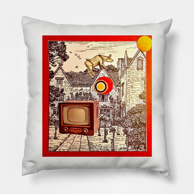 Cow on the Roof Pillow by Ken Rosewater