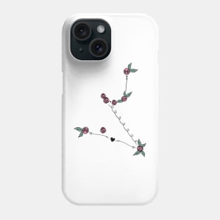 Hydrus (Lesser Water Snake) Constellation Roses and Hearts Doodle Phone Case