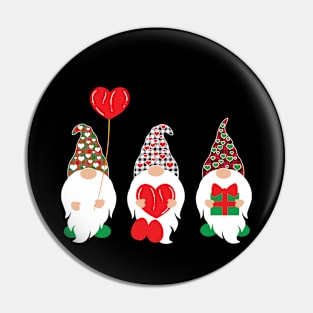 Three Gnomes Holding Hearts Valentines Boys Girls Pin