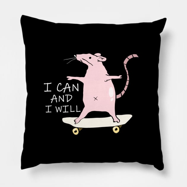 I can and i will - Skateboarding Mouse Pillow by Linys