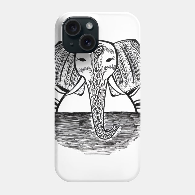 Monochrome Elephant Phone Case by BalumbaArt