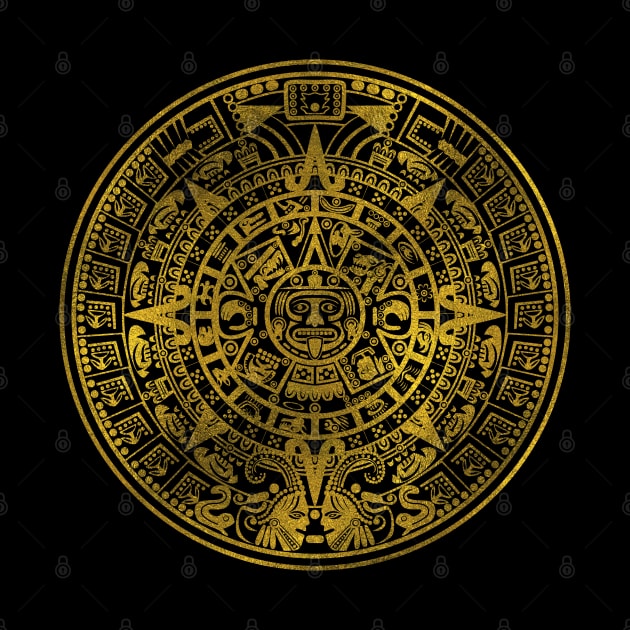 Gold  Aztec Inca Mayan Calendar by Nartissima