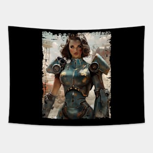 Woman in Power Armor Post Apocalyptic Poster Tapestry