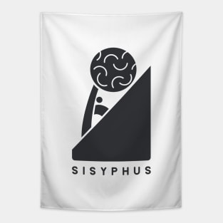 Sisyphus,Minimalist design for ancient Greek mythology fans in dark ink Tapestry