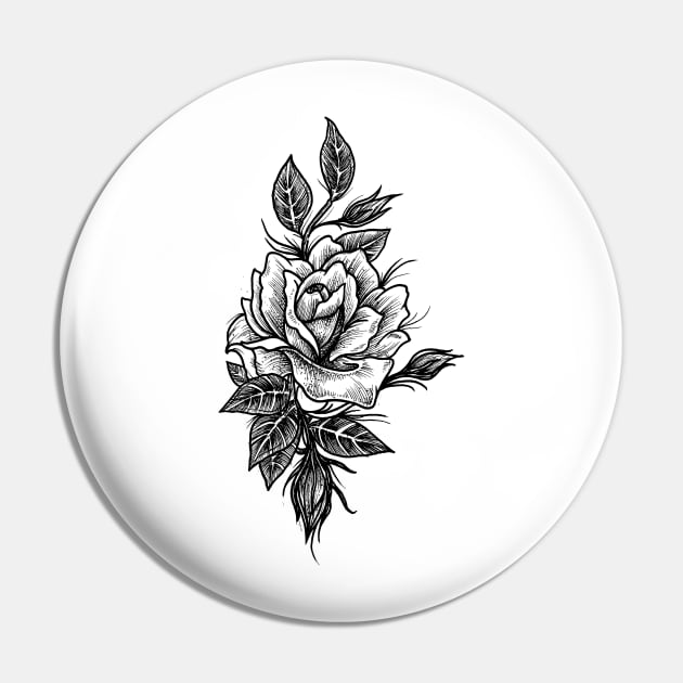 Rose Tattoo Pin by btcillustration