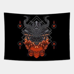 Skull with ornament art Tapestry